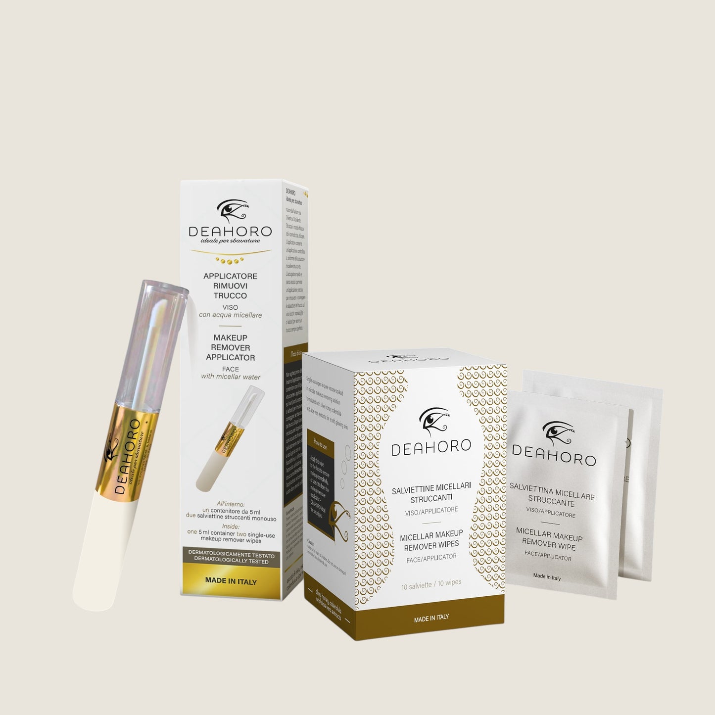 Mini Set DEAHORO®: 1 Applicatore Rimuovi Trucco + 1 box da 10 Salviettine Micellari + 2 Salviettine in regalo