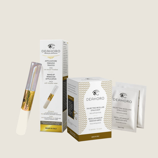 Mini Set DEAHORO®: 1 Applicatore Rimuovi Trucco + 1 box da 10 Salviettine Micellari + 2 Salviettine in regalo