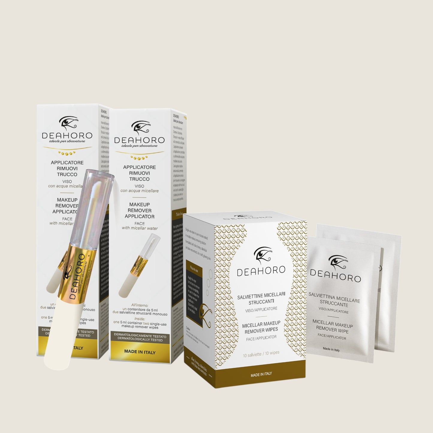 Set Deluxe DEAHORO®: 2 Applicatori Rimuovi Trucco + 1 Box da 10 Salviettine Micellari